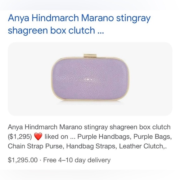 ANYA HINDMARCH PURPLE MARANO GLITTER-FINISHED BOX CLUTCH EUC - Picture 2 of 12